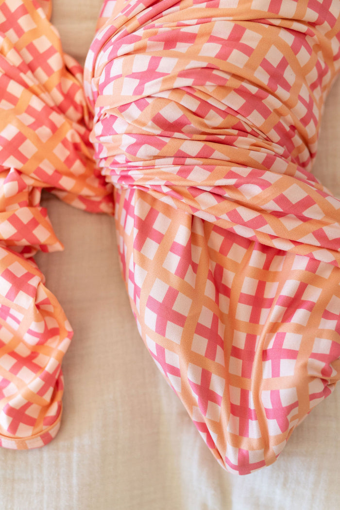 CORAL + ORANGE GINGHAM | SWADDLE