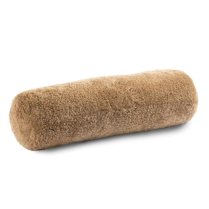 Curly Sheepskin Bolster Pillow: Beige - Lone Fox