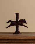 Ceramic Dala Horse Candlestick Holder in Dark Chocolate - Lone Fox
