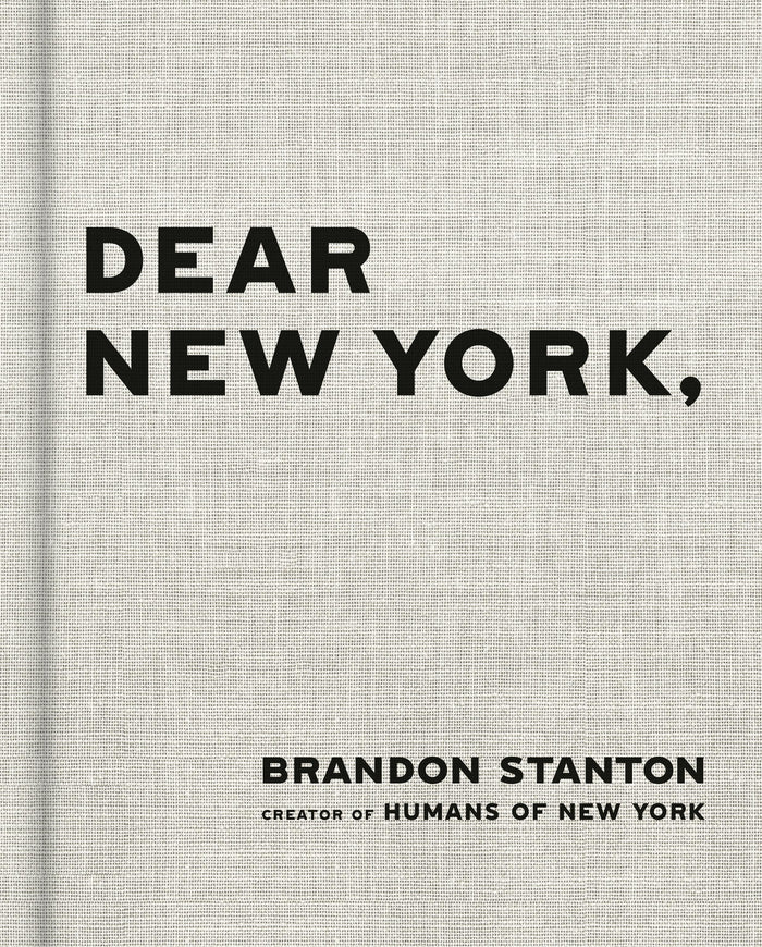 Book title: Dear New York. The cover is a light-grey, textured background with no additional imagery or illustration. Centered on the page, the title “Dear New York” appears in bold black lettering. The font is clean, simple, and modern. The overall design is minimalist and quiet, relying entirely on contrast and typography to create a refined, understated New York aesthetic.
