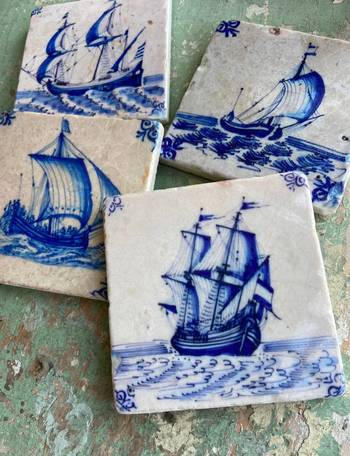 Delft Boat Stone Coaster - Lone Fox