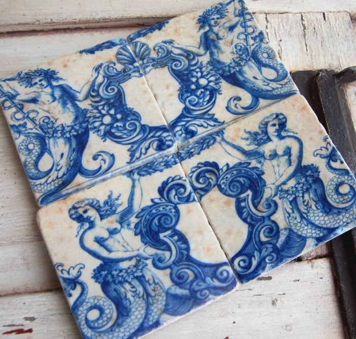 Delft Mermaids Stone Coasters - Lone Fox