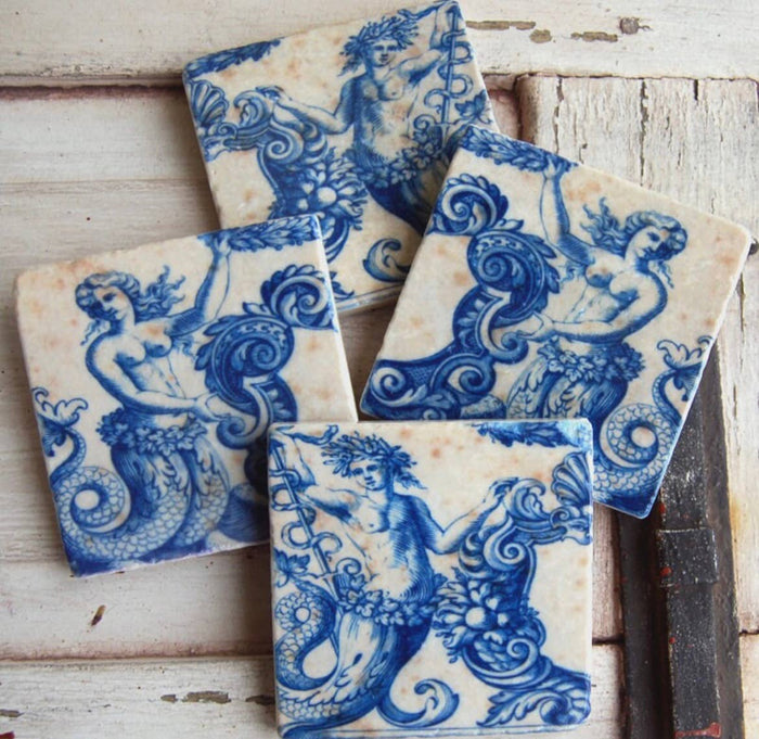 Delft Mermaids Stone Coasters - Lone Fox