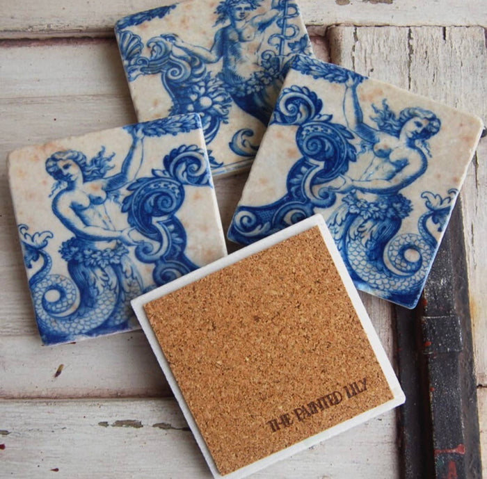 Delft Mermaids Stone Coasters - Lone Fox