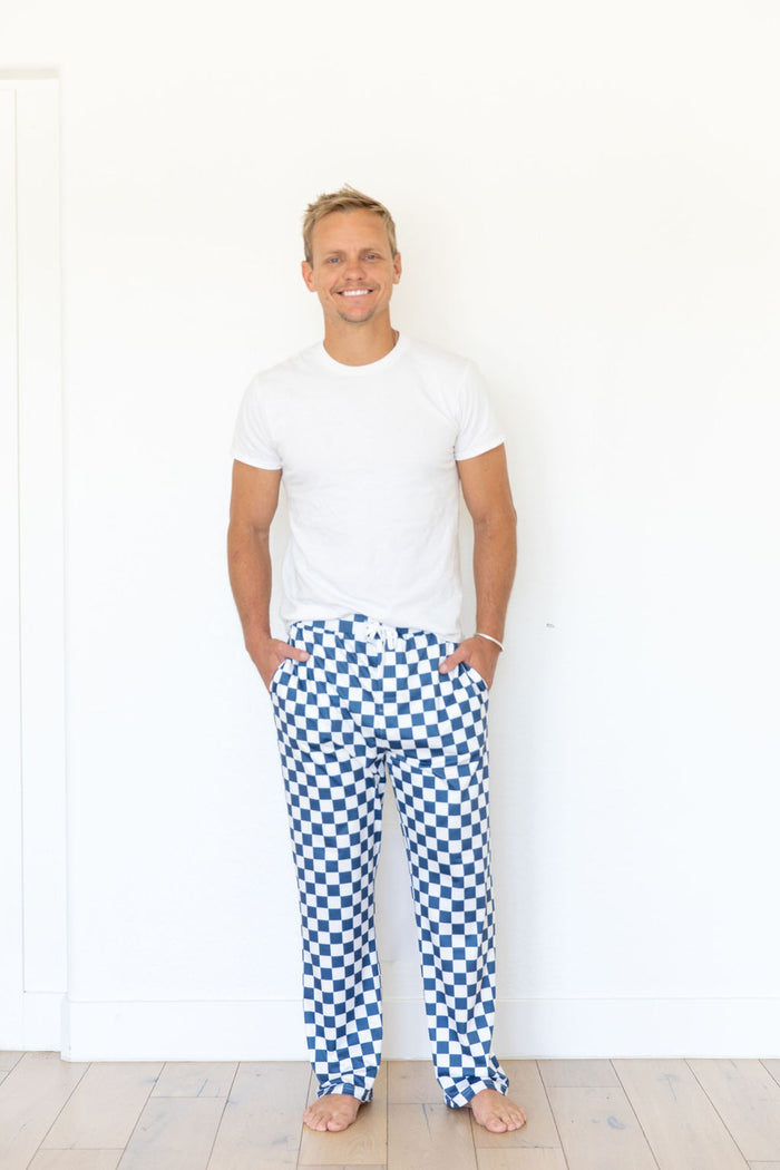 DENIM BLUE + WHITE CHECKER | MEN'S PANTS