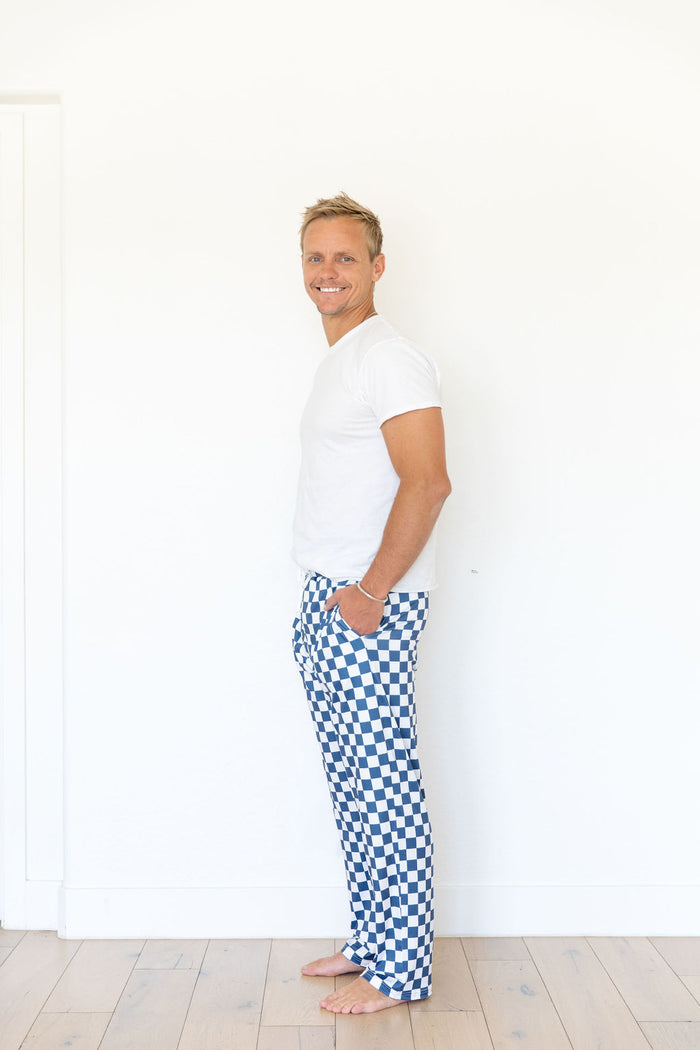 DENIM BLUE + WHITE CHECKER | MEN'S PANTS