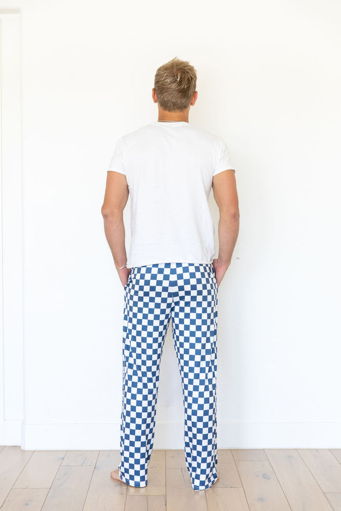DENIM BLUE + WHITE CHECKER | MEN'S PANTS
