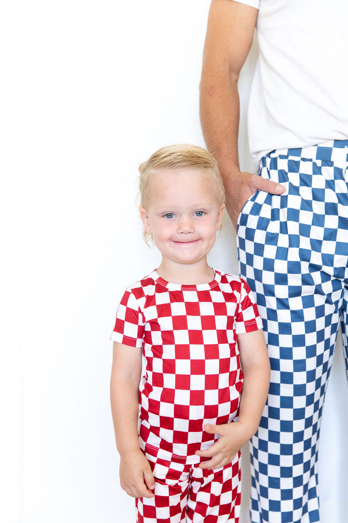 DENIM BLUE + WHITE CHECKER | MEN'S PANTS