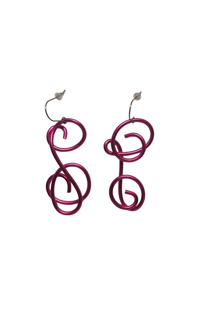 Earrings: Large Squiggle by Rina Young, Hot Pink