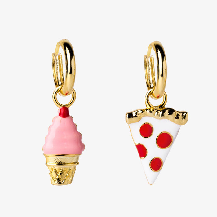 Earrings: Pizza & Ice Cream Hoops