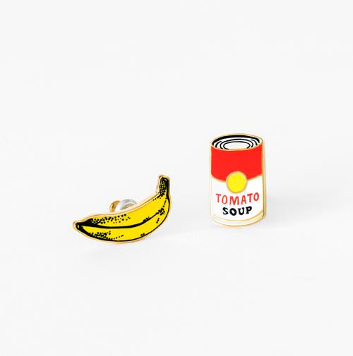 Earrings: Pop Art Banana & Soup Studs