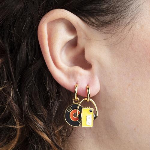 Earrings: Walkman & Vinyl LP