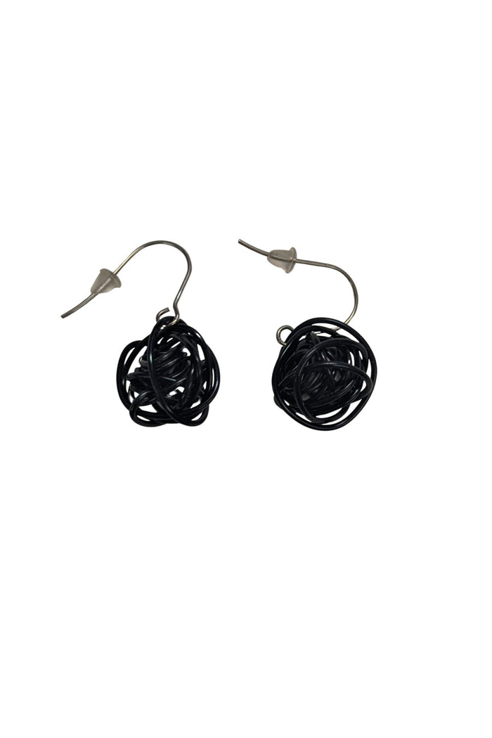 Earrings: Wire Nest by Rina Young, Black