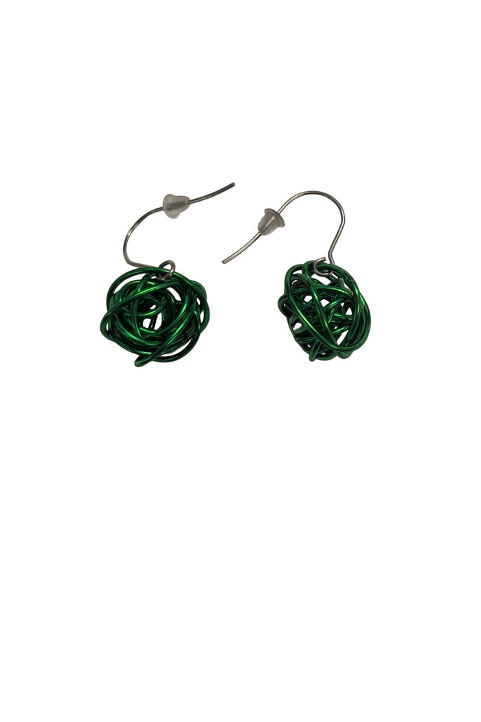 Earrings: Wire Nest by Rina Young, Green
