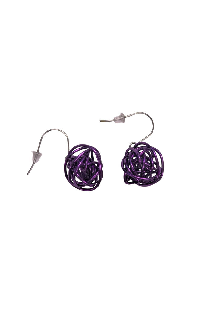 Earrings: Wire Nest by Rina Young, Purple
