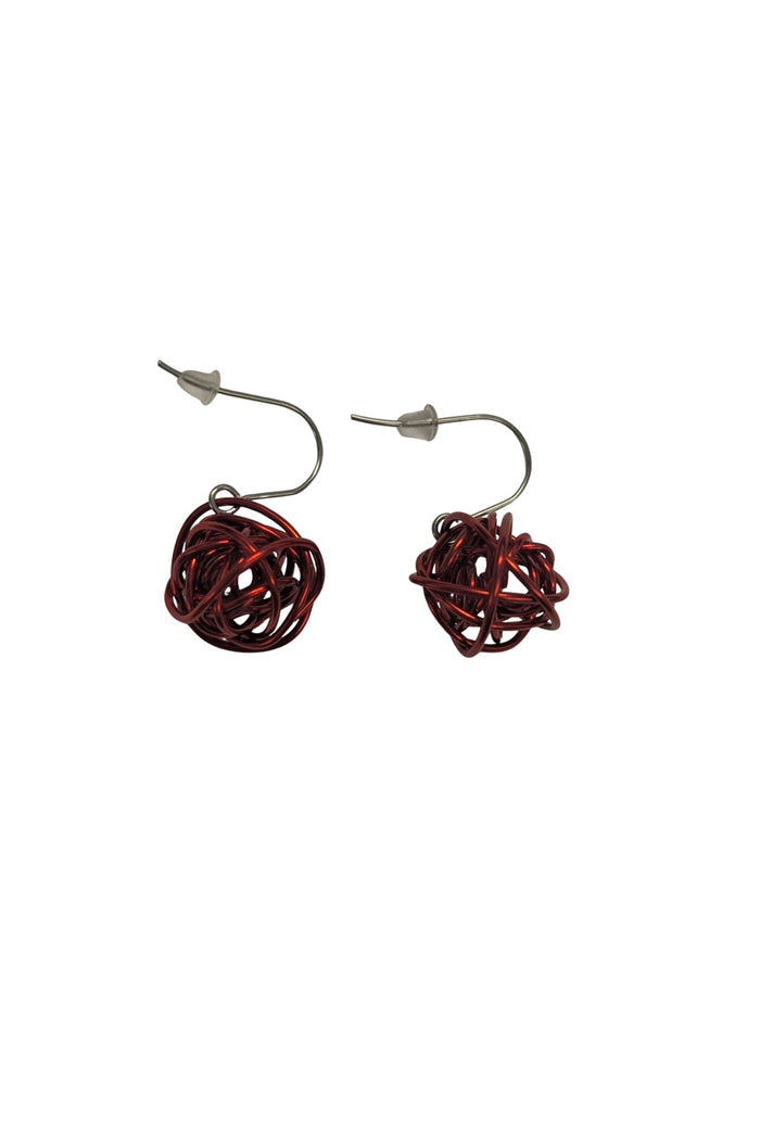 Earrings: Wire Nest by Rina Young, Red