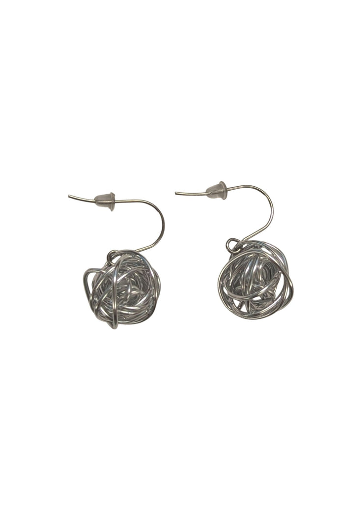 Earrings: Wire Nest by Rina Young, Silver