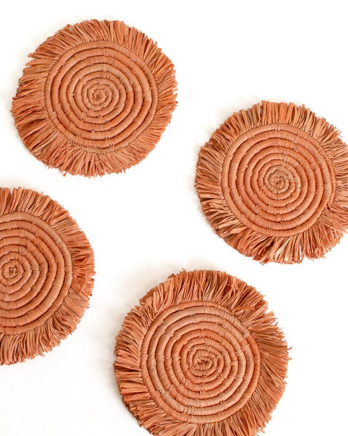 Edlyn Fringed Raffia Coasters - Lone Fox