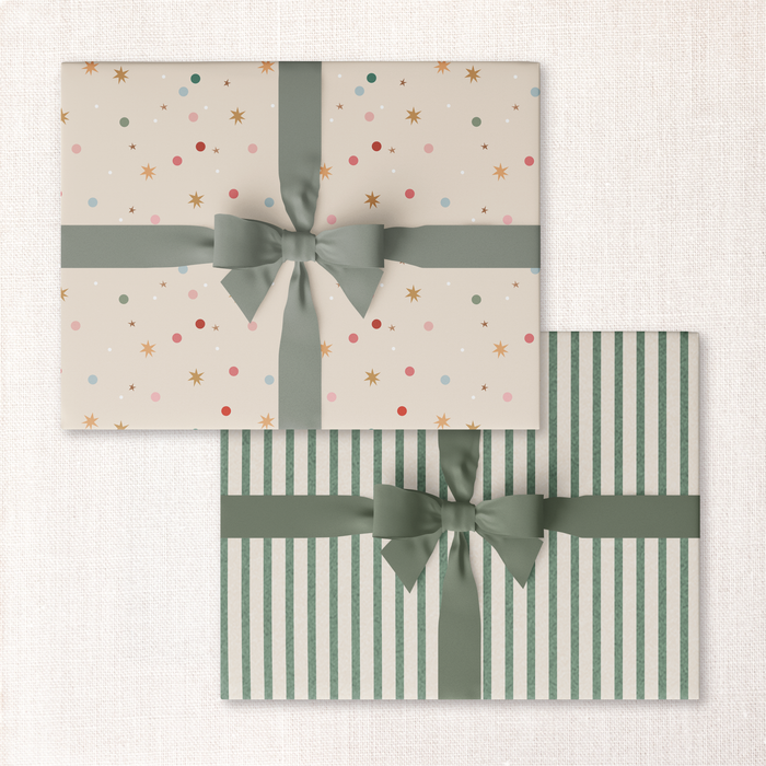 eggnog confetti + green pinstripe double-sided