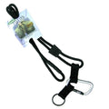 A Black EK Lanyard With Carabiner (10384) by EK USA with a carabiner, key ring, adjustable clinch, and a product tag attached. Sold by Specialist ID.
