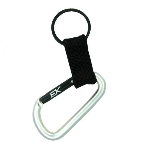 A Black EK Lanyard With Carabiner (10384) by EK USA attached to a black lanyard with an adjustable clinch and keyring. Sold by Specialist ID.