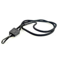A black Nylon ID Lanyard (10024) by EK with a plastic clasp and looped attachment end, coiled on a white background. Sold by Specialist ID.