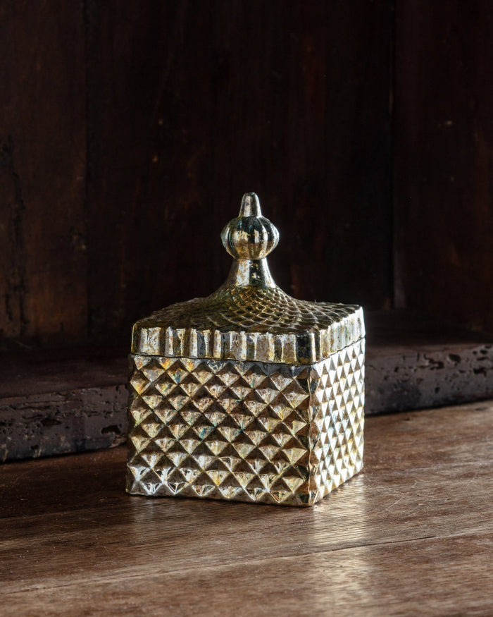 Embossed Mercury Glass Lidded Votive Holder - Lone Fox
