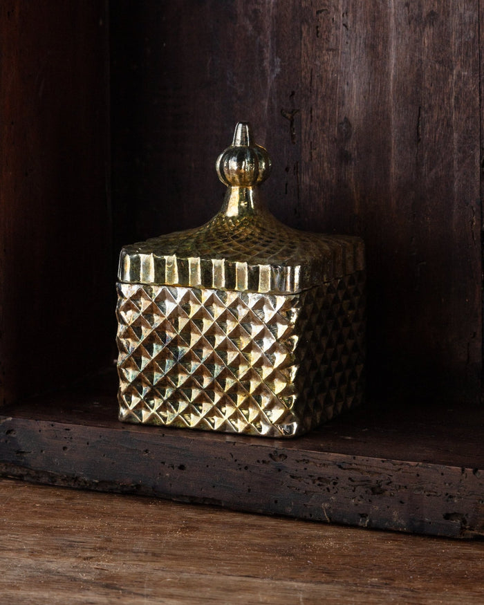 Embossed Mercury Glass Lidded Votive Holder - Lone Fox