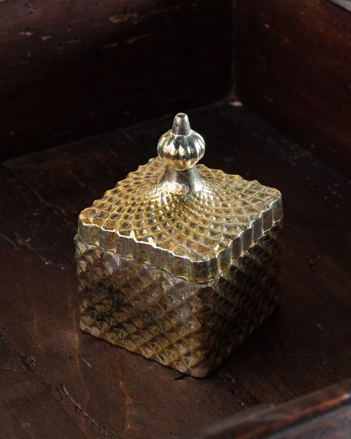 Embossed Mercury Glass Lidded Votive Holder - Lone Fox