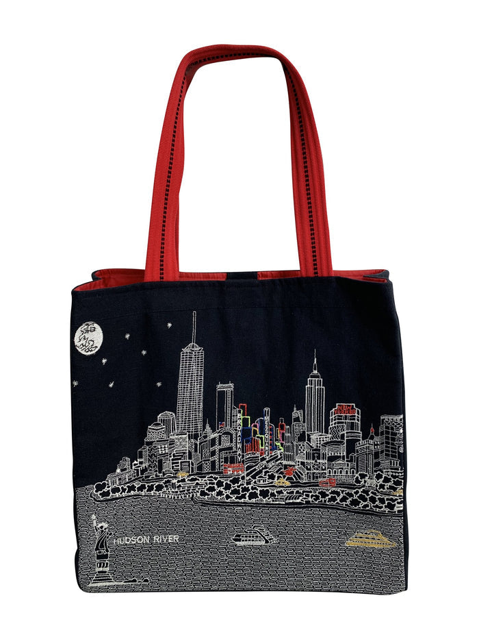 Embroidered NYC Tote Black