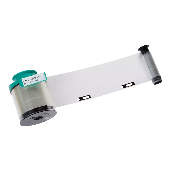 The Evolis LPA049NAA Alternate Clear Patch Ribbon 1.0 MIL Full/Mag Cut yields 600 prints and is compatible with Primacy and Primacy 2 laminators.