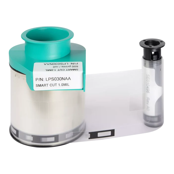 The Evolis LPS030NAA Clear Small Cut Patch Laminate Ribbon delivers up to 600 prints and is compatible with Primacy Laminator and Primacy 2, helping extend card lifespan up to 10 years.