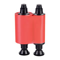 The Evolis R2013 HighTrust Red Monochrome Ribbon for Quantum 2 and Securion card printers delivers up to 1000 prints, shown with black plastic ends, isolated on a white background.