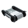 The Evolis R4F027NAA SO-KO Silver and Black Ribbon is a black and silver cartridge designed for ID card printers, ideal for dual-sided printing. The label indicates it supports 250 prints.