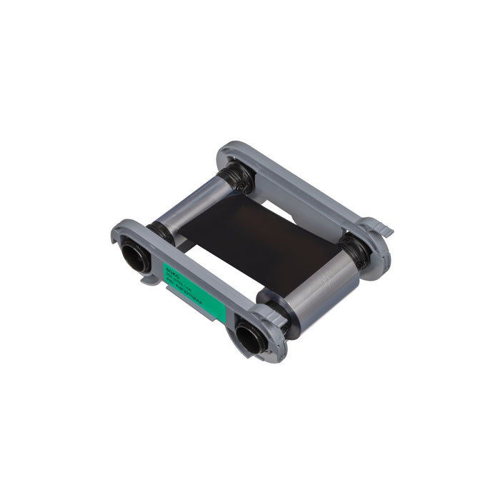An Evolis R4F227NAAA HighTrust SO-KO silver and black ribbon cartridge for the Primacy 2 ID card printer (250 prints), isolated on a white background.