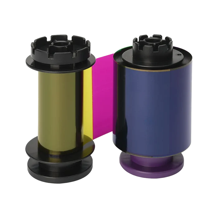 The Evolis RT4F010AAA YMCK Ribbon, compatible with the Avansia Retransfer ID Card Printer and featuring yellow and magenta segments, is designed for up to 500 prints. Sold by Specialist ID, an authorized Evolis dealer.