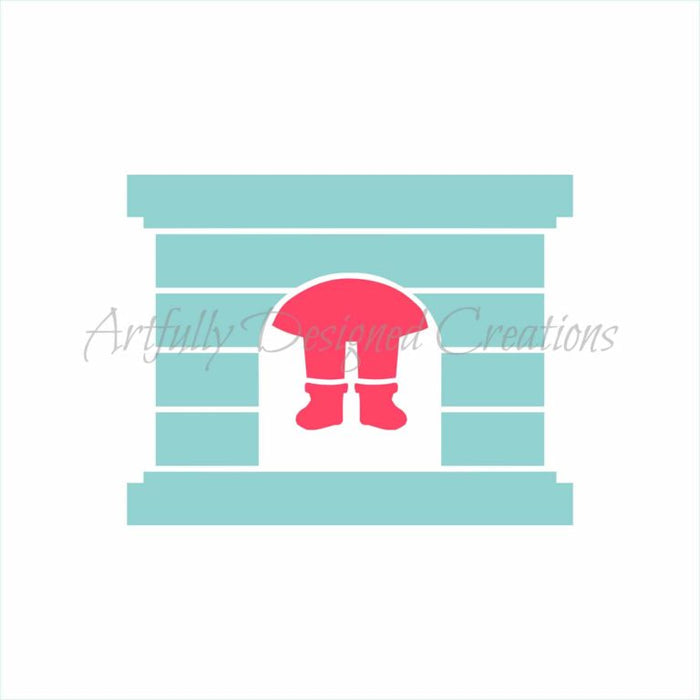 Fireplace Santa Stencil