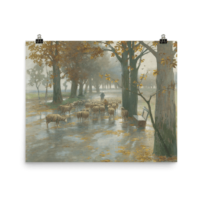 "Flock of Sheep on a Rainy Day" Art Print - Lone Fox