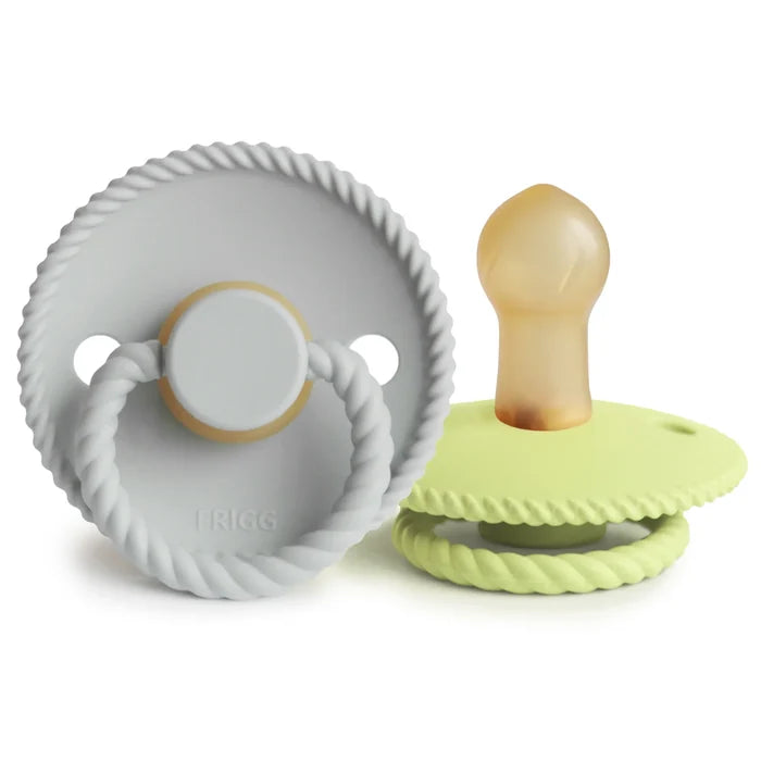 FRIGG ROPE NATURAL RUBBER PACIFIER | SILVER GRAY/GREEN TEA | 2 PACK