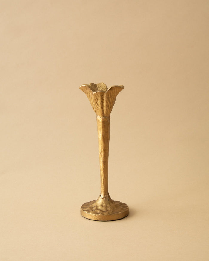 Gilded Cast Iron Flower Shaped Taper Holder - Lone Fox