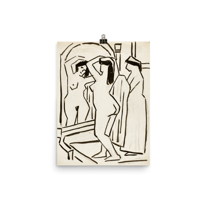 "Girl arranging hair" Art Print - Lone Fox