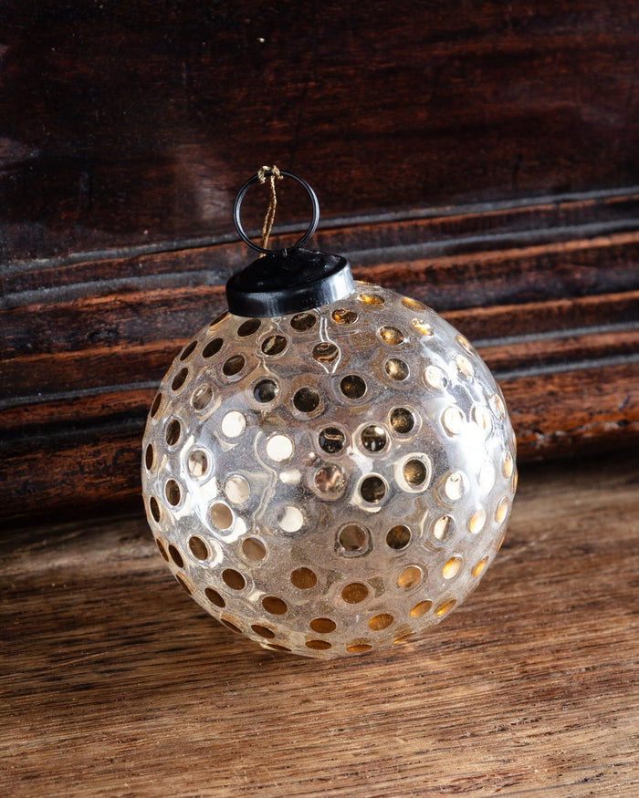 Gold Sequin Glass Ball Ornament - Lone Fox