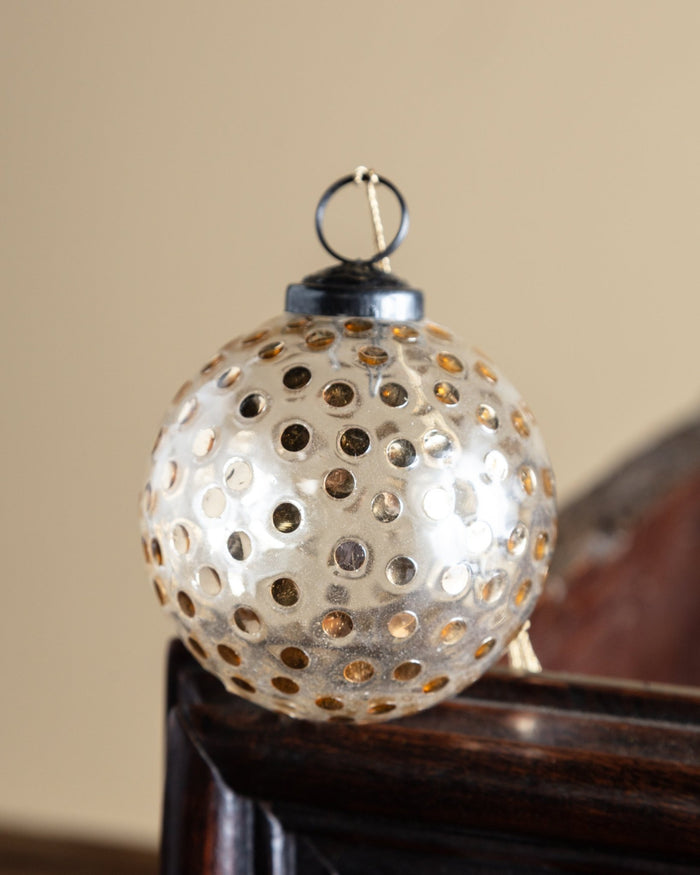Gold Sequin Glass Ball Ornament - Lone Fox