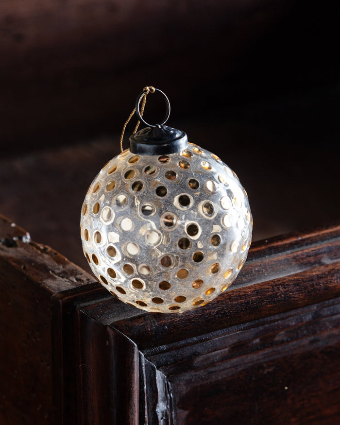 Gold Sequin Glass Ball Ornament - Lone Fox