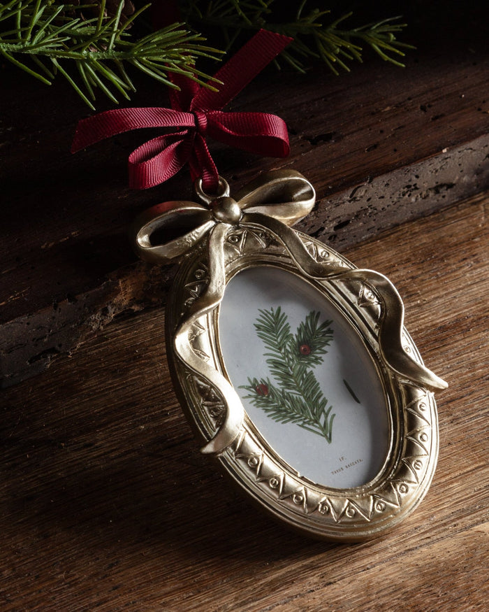 Golden Bow Photo Frame Ornament - Lone Fox