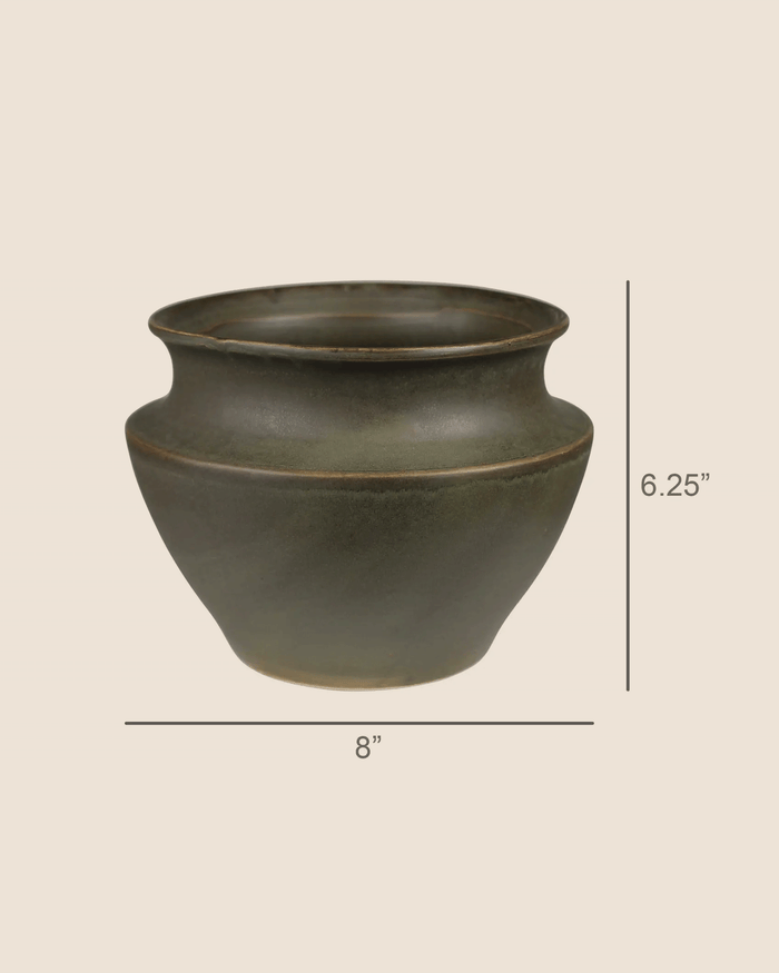Hadley Ceramic Pot in Moss - Lone Fox