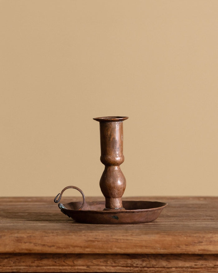 Hammered Copper Candlestick Holder, American, 1920's - Lone Fox