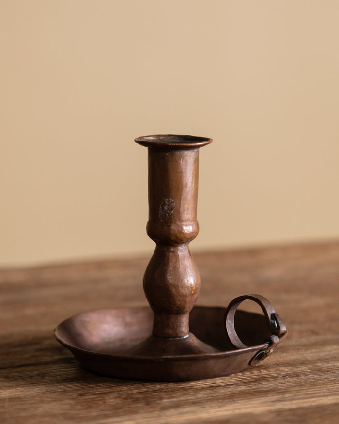 Hammered Copper Candlestick Holder, American, 1920's - Lone Fox