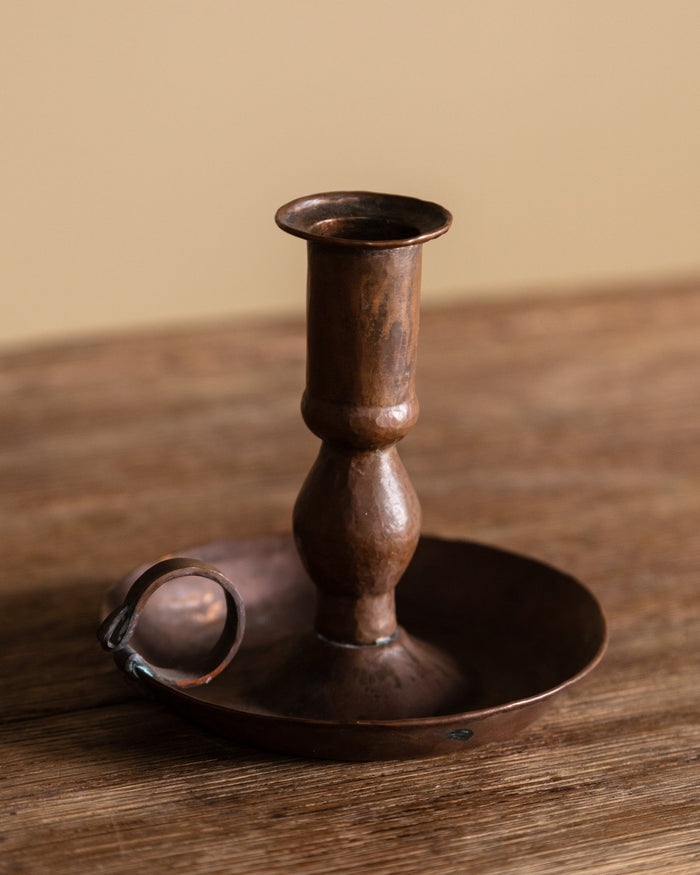 Hammered Copper Candlestick Holder, American, 1920's - Lone Fox