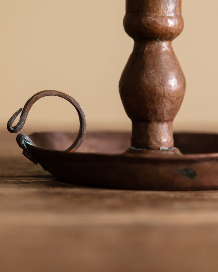 Hammered Copper Candlestick Holder, American, 1920's - Lone Fox